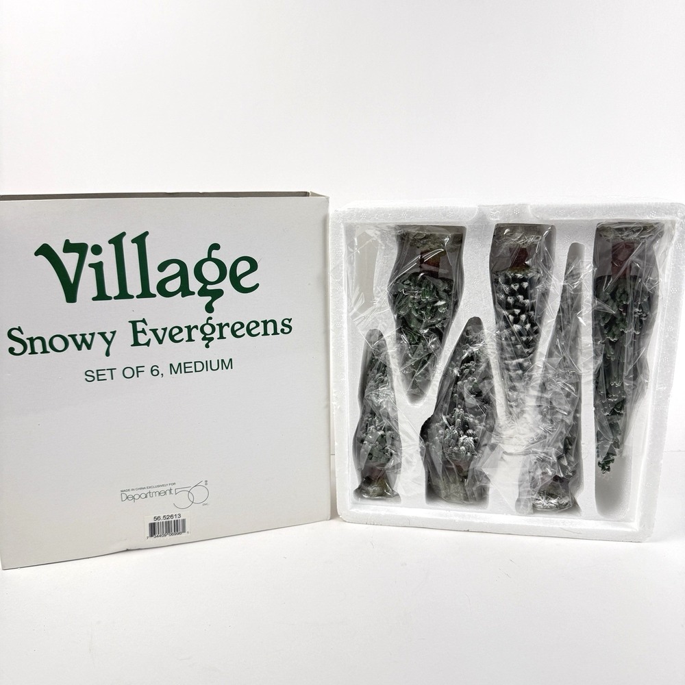 Dept 56 Village Accessory Medium Snowy Evergreens (Set of 6) Trees Winter Forest